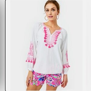NWT LILLY PULITZER SIZE LARGE KAYDENCE TUNIC TOP *RESORT WHITE*